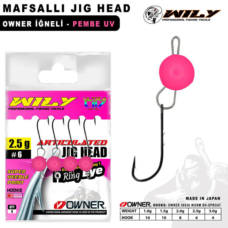 Wily Jig Head Mafsallı Owner İğneli - Pembe 2gr