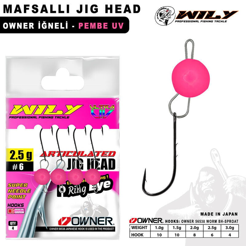 Wily Jig Head Mafsallı Owner İğneli - Pembe 3gr