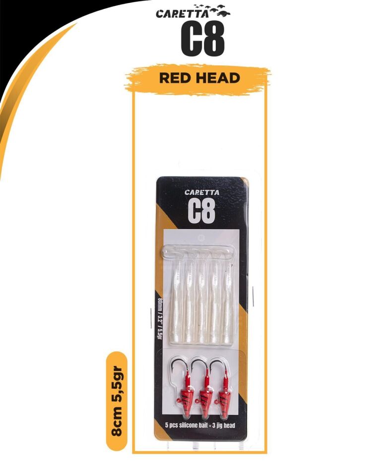 Caretta C8 8Cm 5.5Gr Silikon Yem Red Head