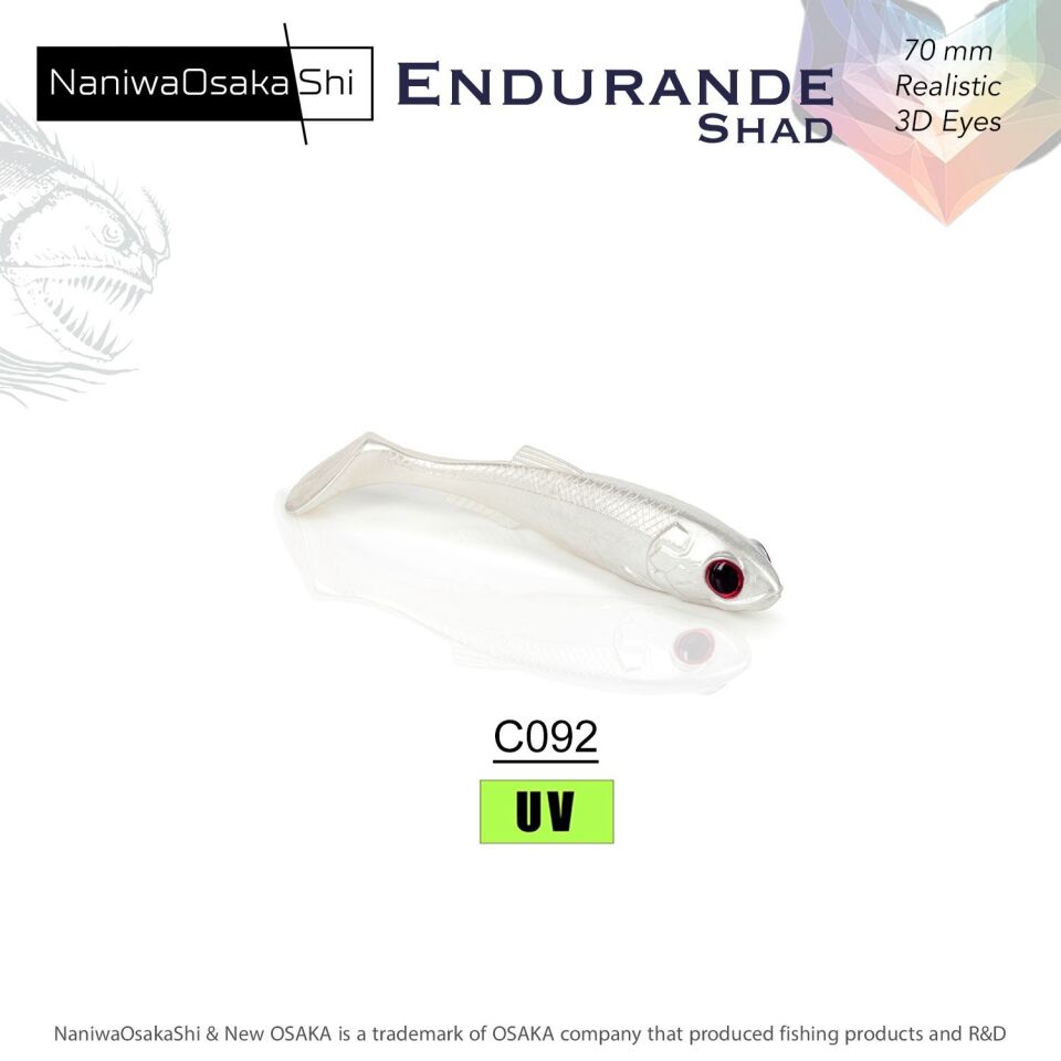 Nanıwaosakashı Endurande Shad 70mm Silikon Yem C092 Pearl White