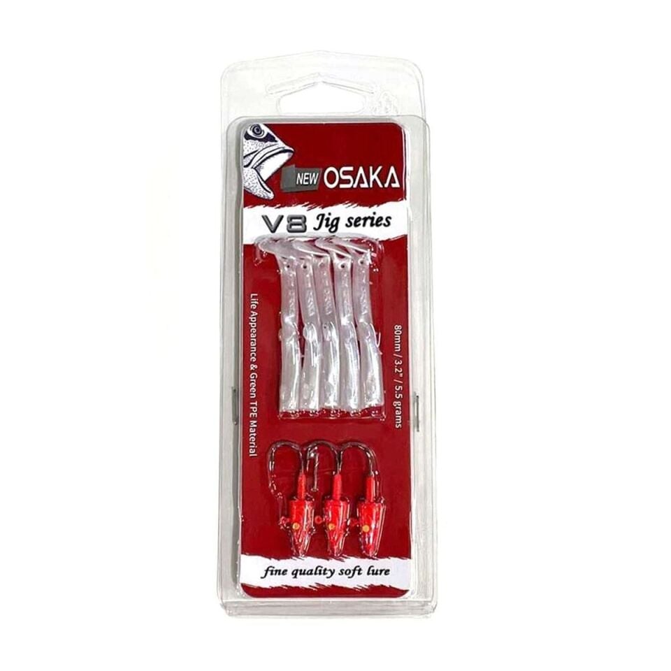 Osaka V8 8Cm 5.5Gr Silikon Yem Red head Silver