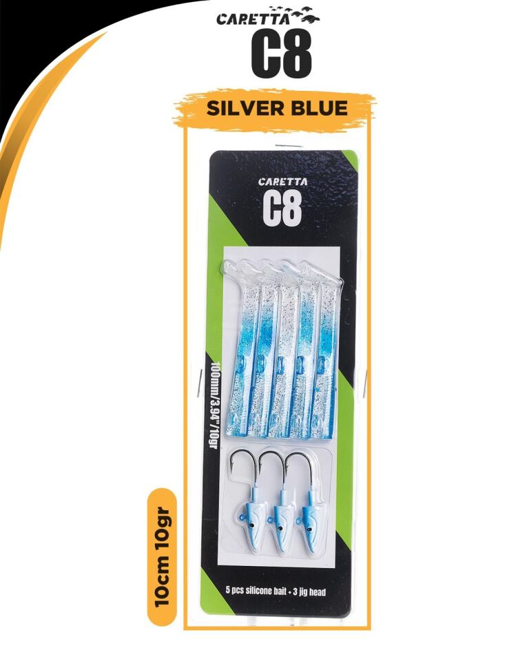 Caretta C8 10Cm 10Gr Silikon Yem Sılver Blue