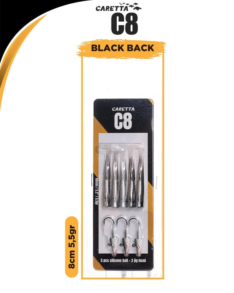 Caretta C8 8Cm 5.5Gr Silikon Yem Black Black