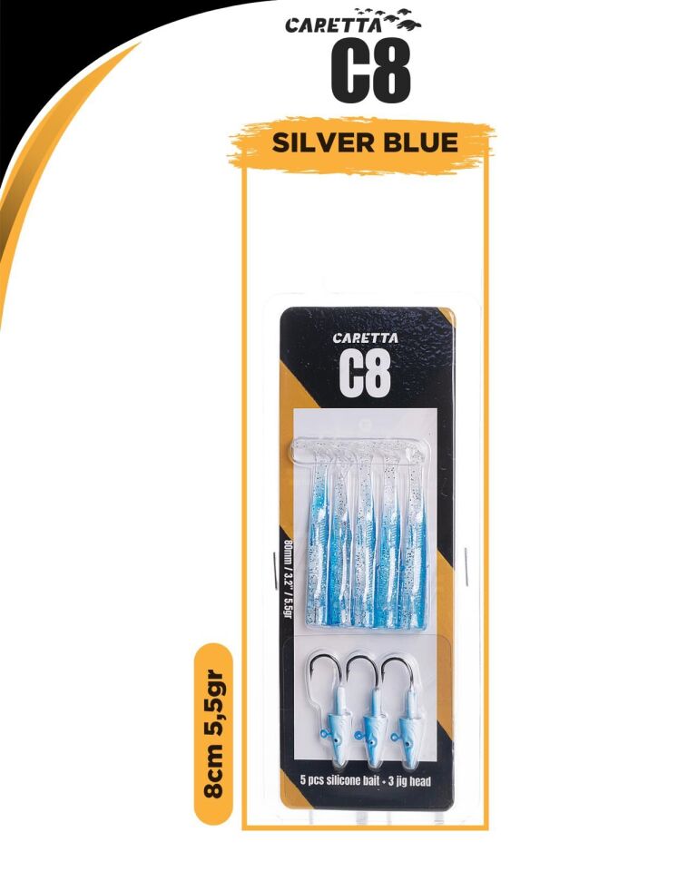 Caretta C8 8Cm 5.5Gr Silikon Yem Sılver Blue