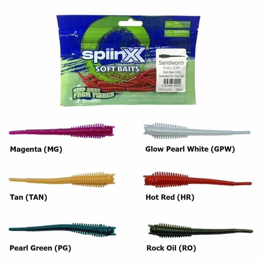 Spiinx Soft Baits Sandworm 6Cm Kokulu Silikon Yem