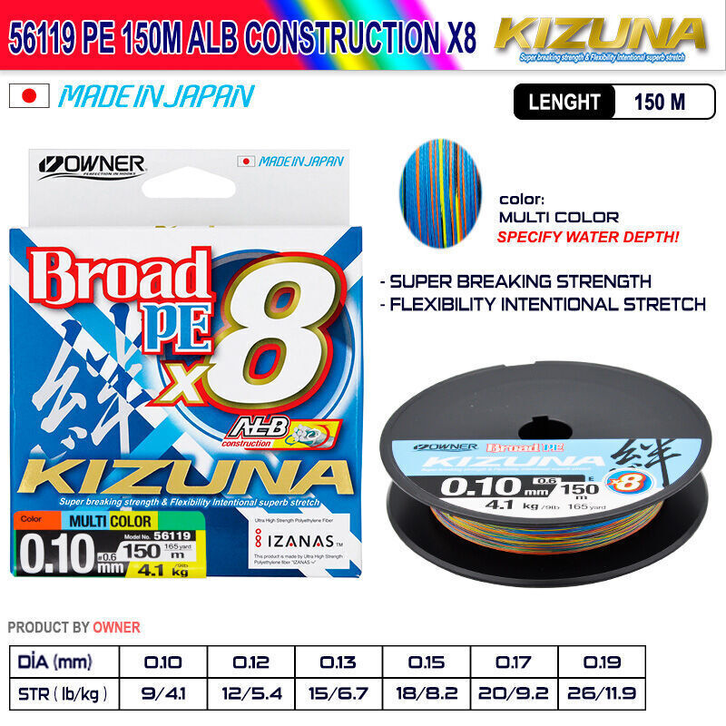 Owner Kizuna 150m Construction x8 MultiColor İp Misina 0.13mm