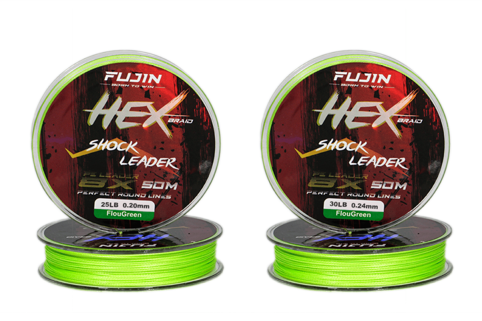 Fujin Hex Braid 8x 50mt Fluo Green  Shock Leader