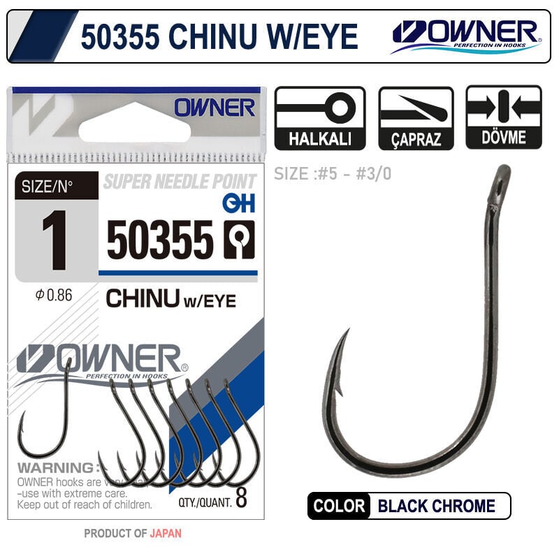 Owner 50355 Chinu W/ Eye Gun Black İğne no:1/0