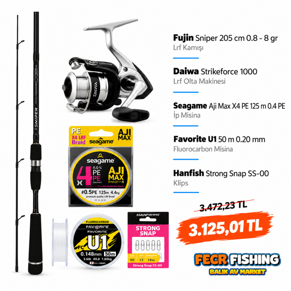Fujin Sniper 205 cm Daiwa Strikeforce 1000 Lrf Hazır Olta Seti