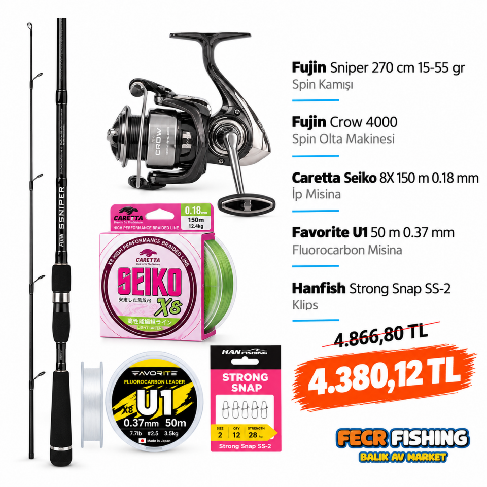 Fujin Sniper 270 cm 15-55 gr Spin Olta Seti