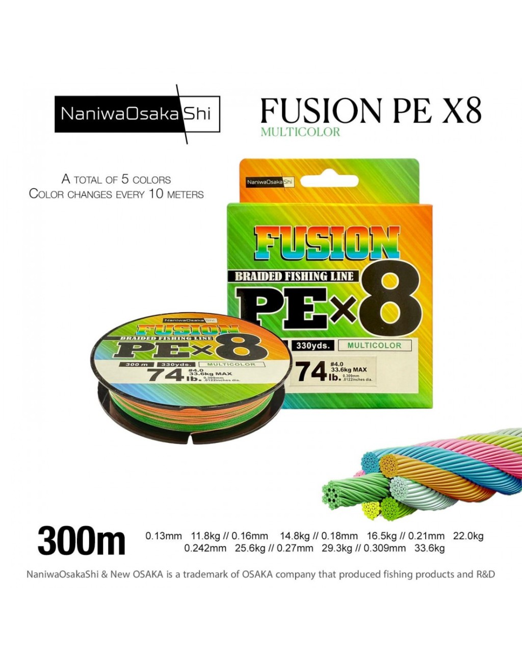 Nanıwaosakashı Fusıon 8X 300Mt Multıcolor İp Misina