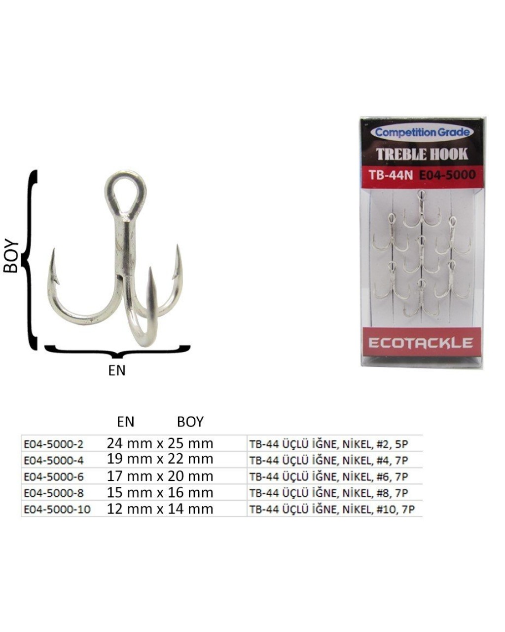 Tb-44 Üçlü Igne, Nıkel, #2, 5P
