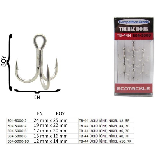 Tb-44 Üçlü Igne, Nıkel, #2, 5P