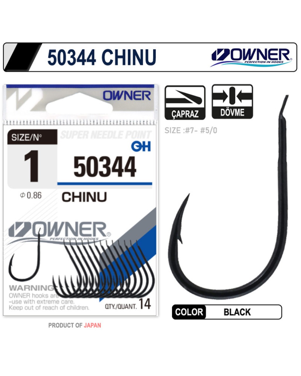 Owner 50344 Chinu Black İğne no 1/0
