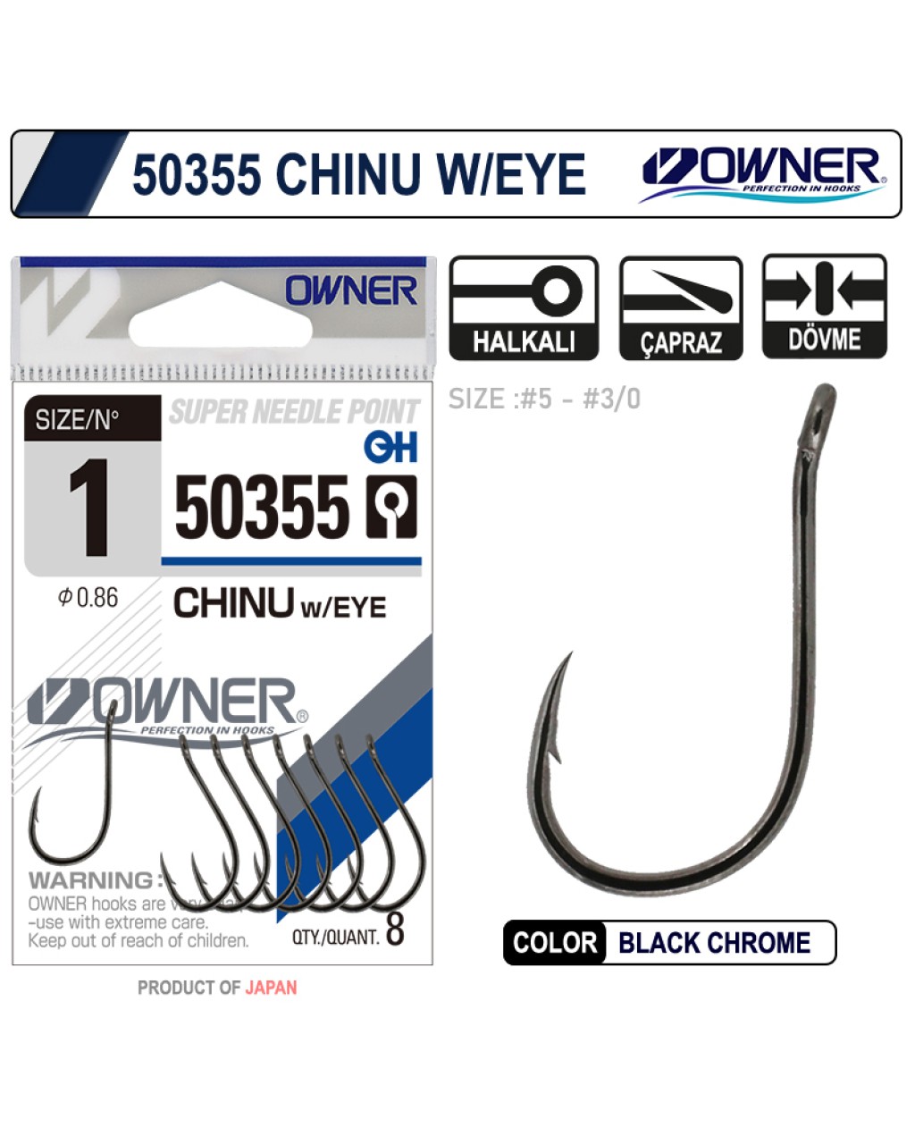 Owner 50355 Chinu W/ Eye Gun Black İğne no:1