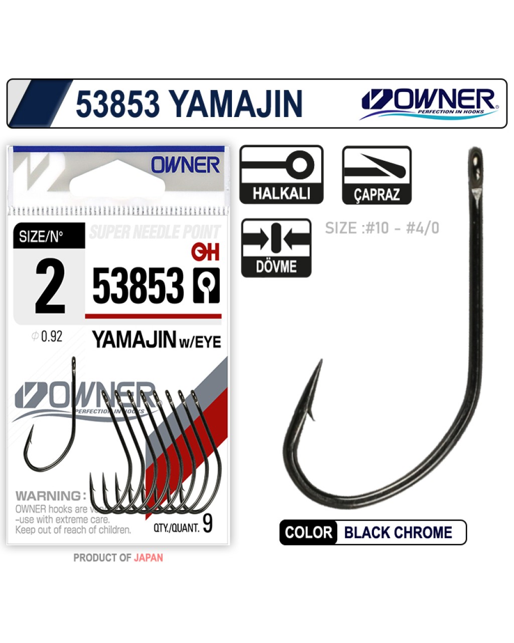 Owner 53853 Yamajin With Eye Black Chrome İğne no:1