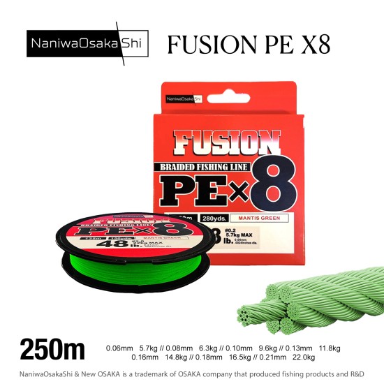 Nanıwaosakashı Fusıon 8X 250Mt 0,18Mm Mantıs Green