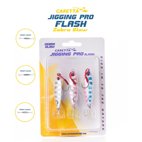 Caretta Jigging Pro Flash Jig Yem Zebra  Glow - 30 G