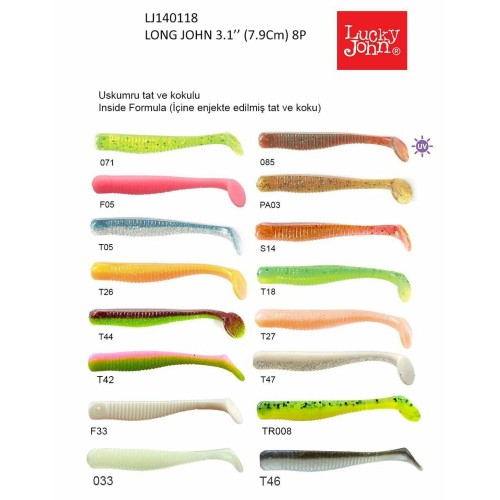Lucky John Long John 3.1'' (7.87 Cm) 8P Silikon Yem T46