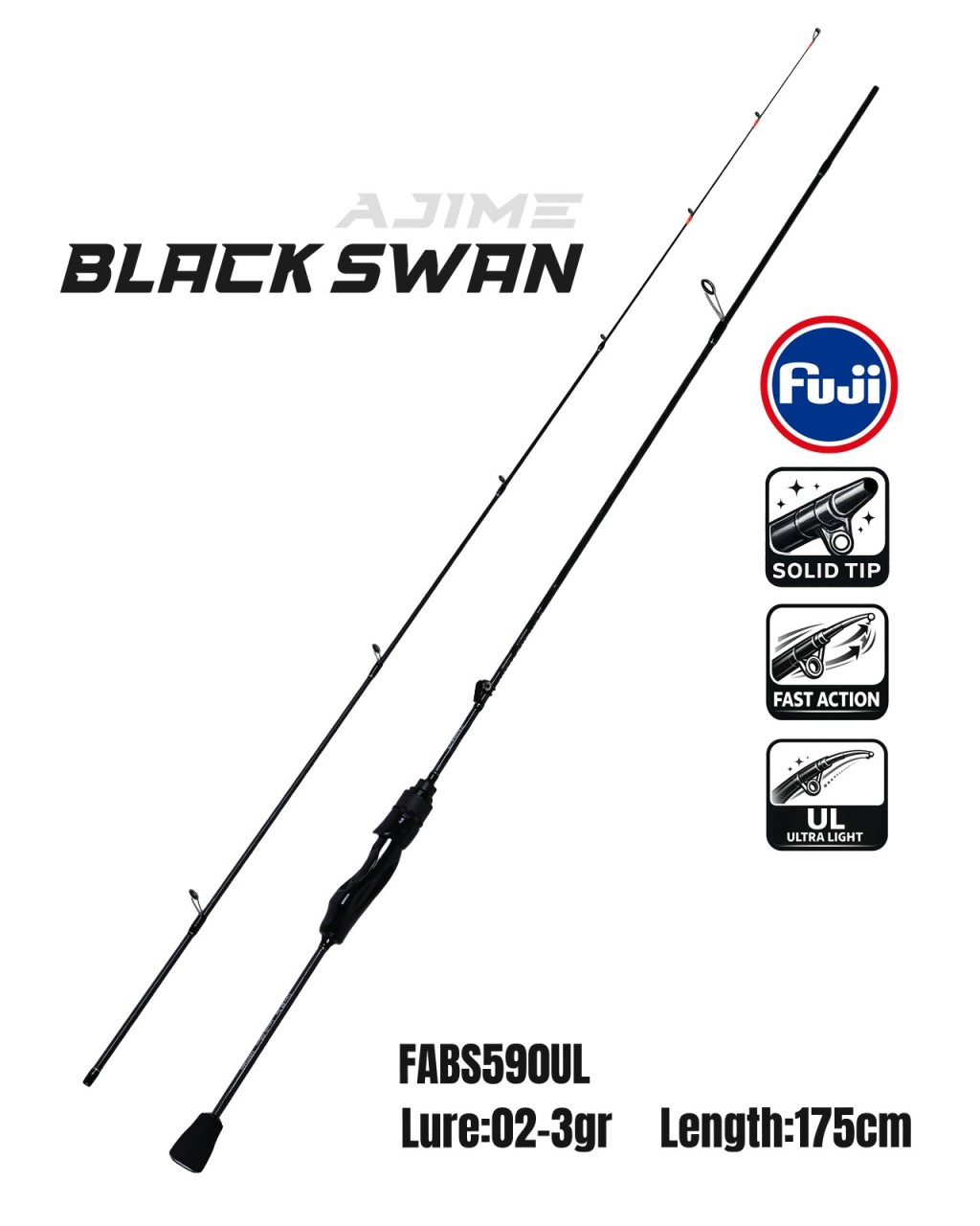 Fujin Ajime Black Swan 175cm 02-3gr Aji Lrf Kamışı