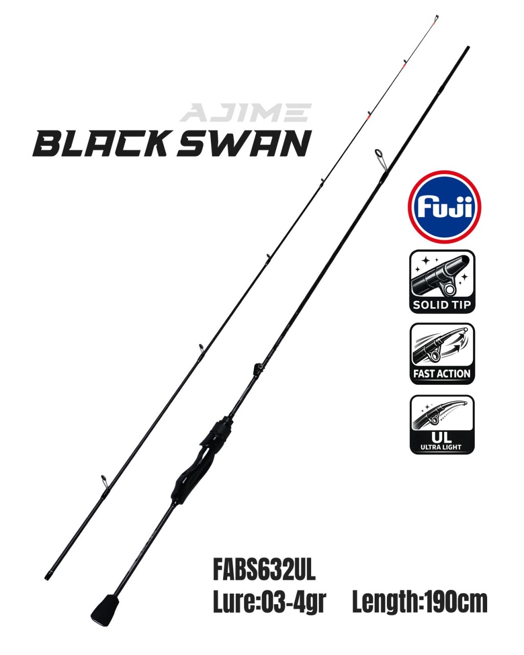 Fujin Ajime Black Swan 190cm 03-4gr Aji Lrf Kamışı