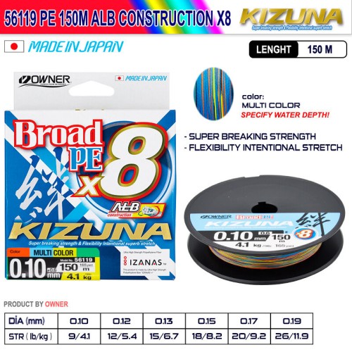 Owner Kizuna 150m Construction x8 Multi Color İp Misina 