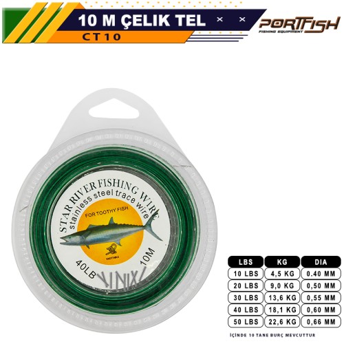Portfish Çelik Tel 10 metre Gri 